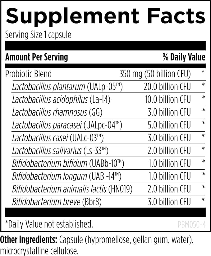 Designs for Health ProbioMed 50 - Probiotics for Digestive Health - 10 Strains with Lactobacillus acidophilus Probiotic + Lactobacillus rhamnosus - Gut Health + Immune Support Supplement (30 Caps)