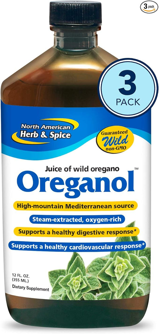 North American Herb & Spice Oreganol P73 Juice - 12 fl oz - Pack of 3 - Wild Oregano Oil - Heart & Digestive Health - Kidney, Pancreas & Liver Support - Non-GMO - 173 Total Servings