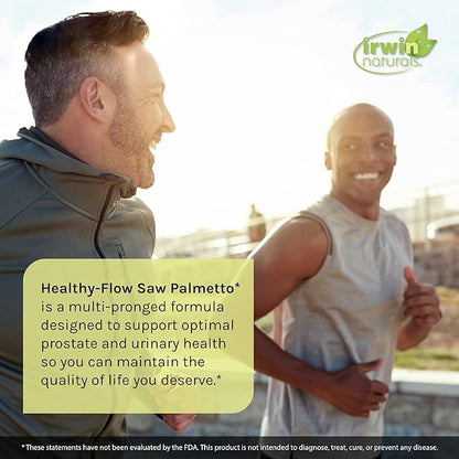 Irwin Naturals Healthy Flow Saw Palmetto with Zinc, Beta Sitosterols, Turmeric, Stinging Nettle & Pumpkin Seed - Promotes Healthy Prostate & Urinary Flow - Antioxidant Support - 60 Liquid Softgels