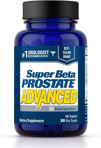 Super Beta Prostate Advanced Prostate Supplement for Men – Reduce Bathroom Trips, Promote Sleep, Support Urinary Health & Bladder Emptying. Beta Sitosterol not Saw Palmetto. (60 Caplets, 1-Bottle)