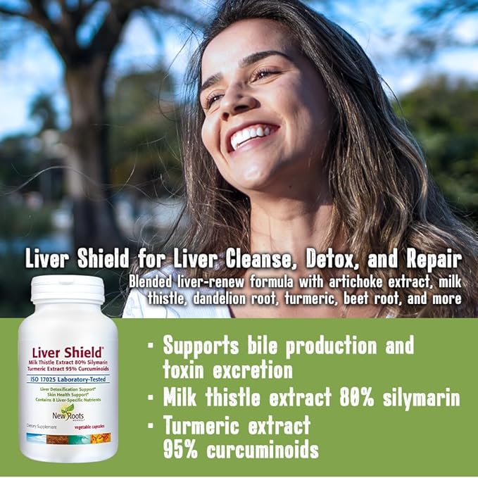 NEW ROOTS HERBAL Liver Shield | 80% Silymarin Milk Thistle Supplement for Liver Cleanse Detox & Repair | Fatty Liver Health Renew Formula with Artichoke & Dandelion Root Extract | 90 Capsules