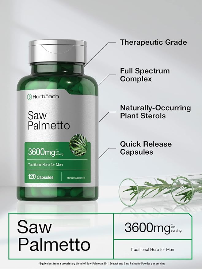 Horbäach Saw Palmetto Extract | 120 Capsules | Non-GMO and Gluten Free Formula | from Saw Palmetto Berries