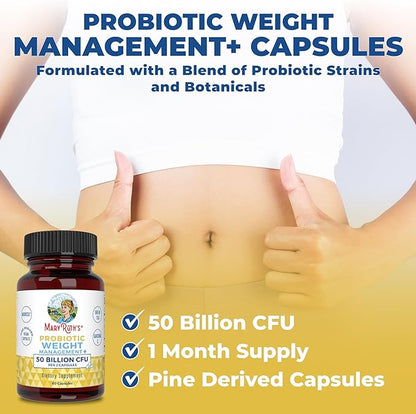 Probiotics for Women and Men | Weight Management Probiotic with Garcinia Cambogia and Green Tea Extract | Probiotics for Digestive Health & Gut Health | Vegan | Non-GMO | Gluten Free | 30 Servings