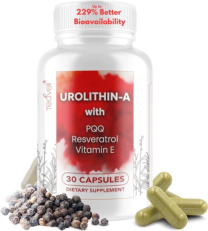 Advanced Urolithin A (15 Servings) & Stem Cell Supplement with 500mg Urolithin A, Resveratrol, PQQ, Vitamin E & Bioperine – Supports NAD+, Mitochondria, Muscle Health, Healthy Cells & Energy Levels