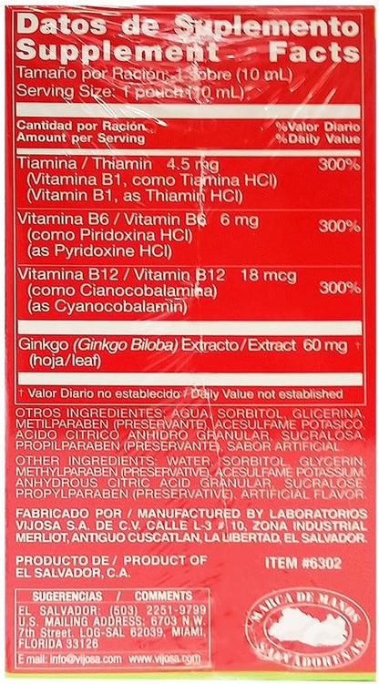 Nervidoce Multivitamin 12 Count Pouches - with Ginkgo Biloba and B Complex