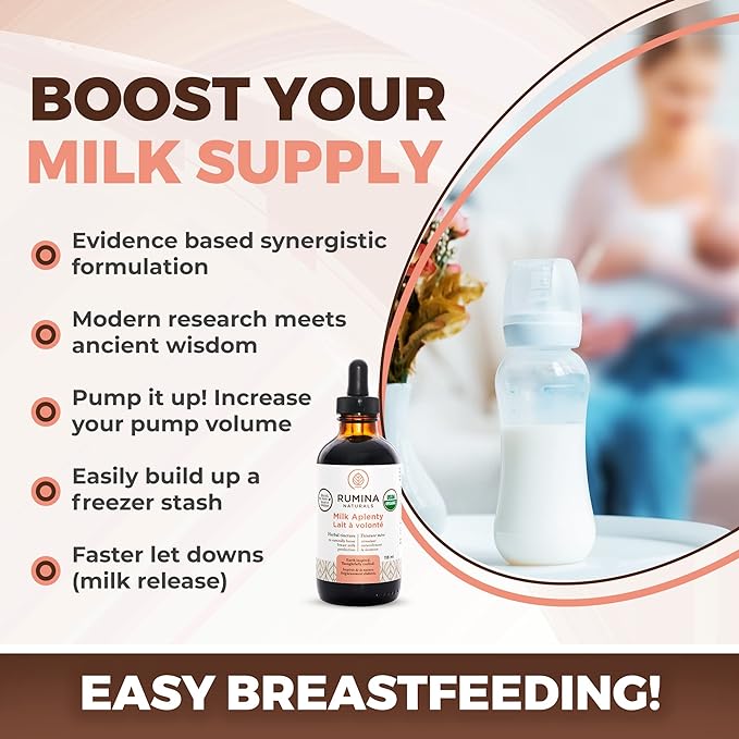 Milk Aplenty Lactation Supplement: Boost Your Milk Supply Naturally! Certified Organic Breastfeeding Supplement to Increase Breast Milk Supply. Fenugreek Free, All Natural, Non-GMO, Vegan (3 Oz)