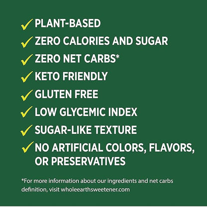 Whole Earth Sweetener Co. 100% Erythritol Sweetener (Keto Sweetener, Natural Sugar Alternative, Baking Sugar Substitute, Zero Calorie Sweetener, Gluten Free, Non-GMO), 16 Oz