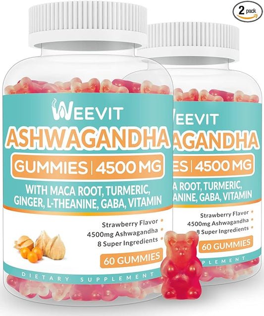 Ashwagandha Gummies 4500mg for Women & Men, Ashwagandha Gummy with Maca Root Powder | Organic Ashwa Gummies for Boost Energy