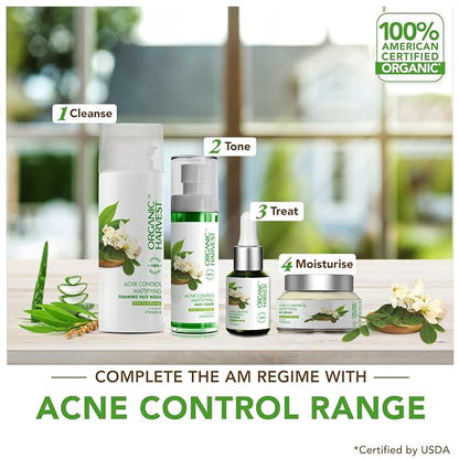 Acne Control Mattifying Day Cream: Green Tea & Moringa | For Men & Women | For Acne-prone Skin | Fights Pimples & Acne | 100% American Certified Organic | Sulphate & Paraben-free - 50g