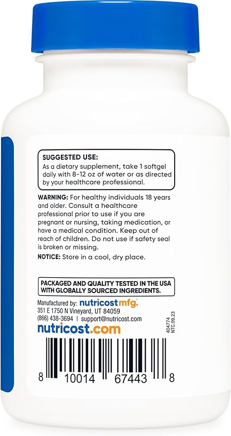 Nutricost Vitamin D3 2000 iu Softgels, 240 Softgels - Non-GMO & Gluten Free