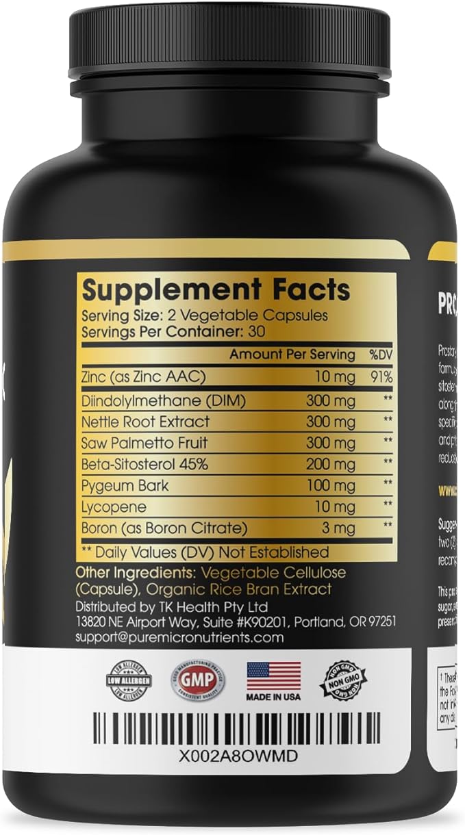 Pure Micronutrients Advanced Prostate Health Supplement - Saw Palmetto, Beta-Sitosterol, Stinging Nettle Root, & Lycopene - Bladder Control & Urinary Support Supplements for Men