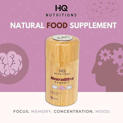 Neuro Ultra | High Quality Brain Booster |Improve Focus,Memory,Concentration & Clarity with HQ IngredientsDHA,AlphaGPC,B3,6,12,Ginkgo biloba,Bacopa,Lutein,Choline & More. Caffeine Free.