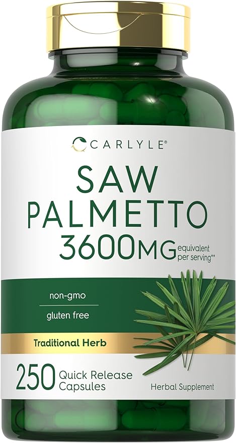 Carlyle Saw Palmetto Extract | 3600mg | 250 Capsules | Non-GMO and Gluten Free Formula from Saw Palmetto Berries