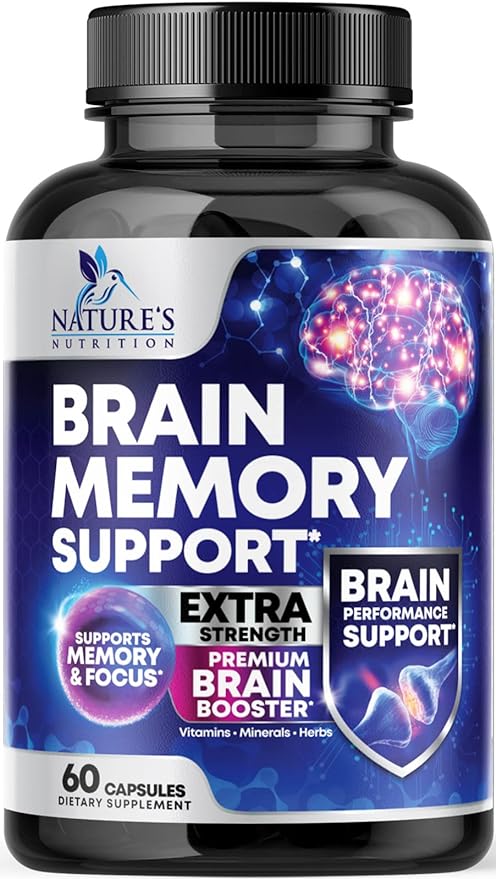 Nootropic Brain Supplements for Memory and Focus - 40 Nootropics & Vitamins to Support Clarity & Concentration, Brain Health Memory Pills with Phosphatidylserine Bacopa Huperzine & DMAE - 60 Capsules