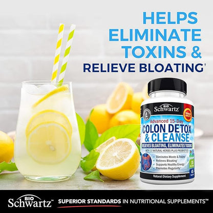 Colon Cleanser and Detox for Weight Loss & Digestive Support - 15 Day Fast-Acting Extra Strength Cleanse with Probiotic Fiber Plus Noni for Constipation Relief & Bloating Support, Non-GMO, 45 Count