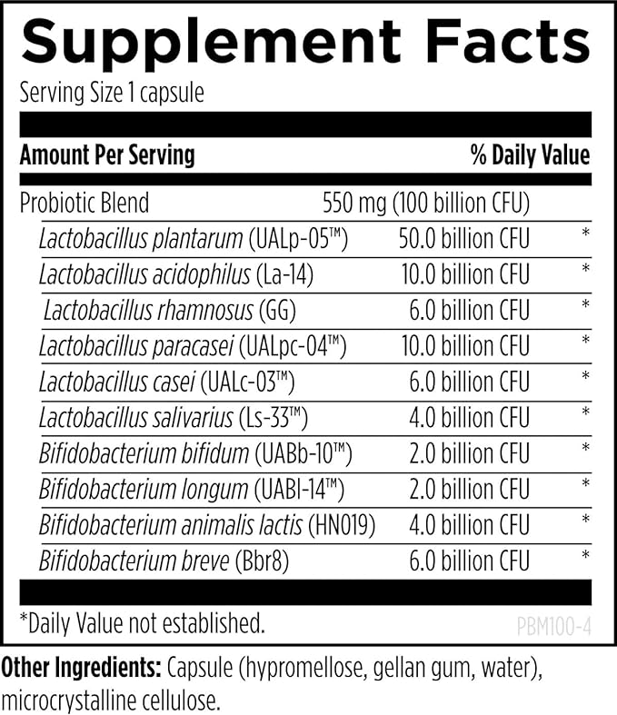 Designs for Health ProbioMed 100 Probiotics for Digestive Health - 10 Strains with Lactobacillus acidophilus Probiotic + Lactobacillus rhamnosus - Gut Health + Immune Support Supplement (30 Caps)