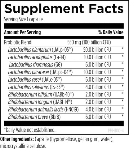 Designs for Health ProbioMed 100 Probiotics for Digestive Health - 10 Strains with Lactobacillus acidophilus Probiotic + Lactobacillus rhamnosus - Gut Health + Immune Support Supplement (30 Caps)