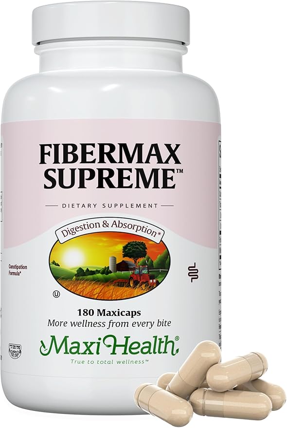 Maxi Fiber for Adults - Kosher Daily Fiber Supplement - 1500 mg Fiber Capsules for Men and Women with Psyllium Husk - Dietary Fiber Pills (180 Count)