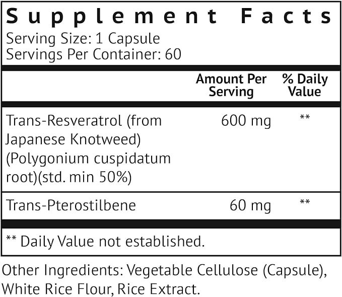 VitaMonk Resveratrol with Pterostilbene 600mg/60mg - No Artificial Fillers Healthy Aging and Longevity Supplement - 60 Capsules - Precise Formula with Trans Pterostilbene Resveratrol Supplements