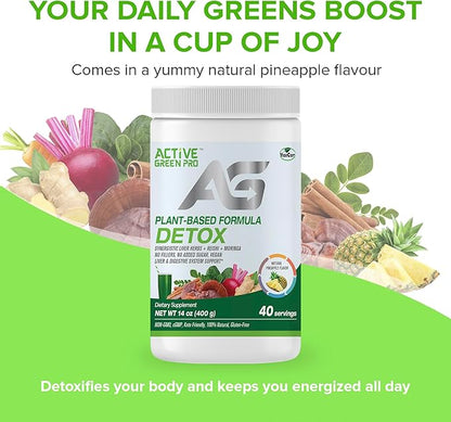 Detox Powder, Blend of Synergistic Liver Herbs, Reishi, Moringa & Vegetables, Plant-Based Formula, No Fillers, No Sugar Added - 40 Servings