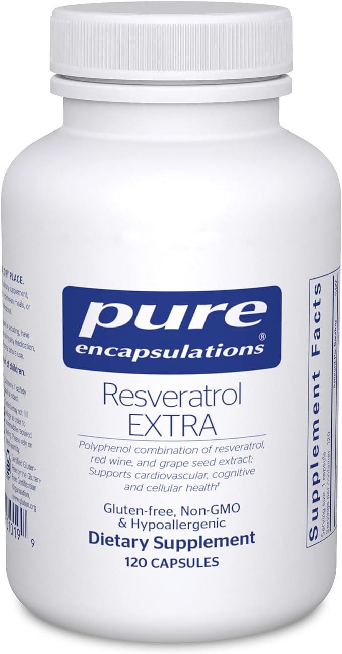 Pure Encapsulations Resveratrol EXTRA - 100 mg Trans-Resveratrol - For Healthy Cellular & Cardiovascular Function* - Antioxidants Supplement - Non-GMO & Gluten Free - 120 Capsules