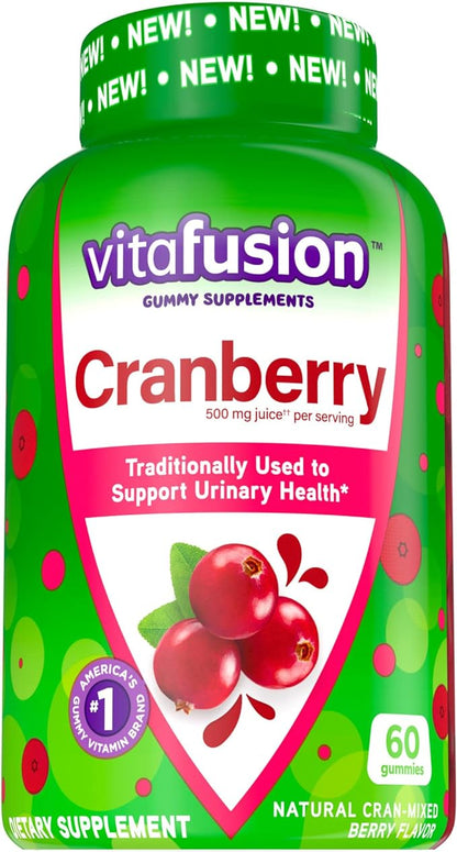 Vitafusion Extra Strength Vitamin D3 Gummy Strawberry Flavored Bone & Immune Support (120 Count) + Cranberry Gummies for Women Urinary Health Support (60 Count)