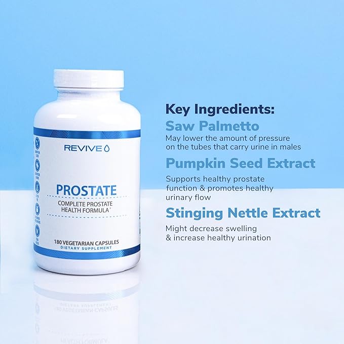 Revive MD Prostate Supplements for Men - Maintain Healthy Prostate-Specific Antigen (PSA) Levels, Estrogen Levels & Urinary Flow - Saw Palmetto & Beta Sitosterol for Prostate Health Support