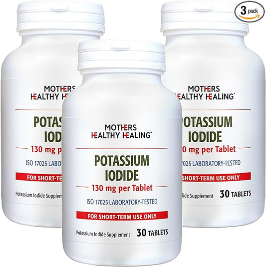 Potassium Iodide 130 mg KI Supplement | (Pack of 3) 30 Tablets for Thyroid Support | Iodine - YODO Naciente