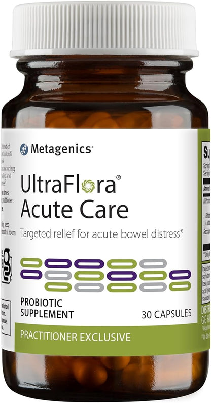 Metagenics UltraFlora Acute Care - for Acute Bowel Distress* - Support Immune & Digestive Health* - Bifidobacterium, Lactobacillus & Boulardii Probiotic - Non-GMO & Vegetarian-Friendly - 30 Capsules