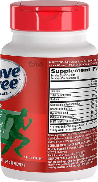 Move Free Advanced Glucosamine Chondroitin MSM Joint Support Supplement, Supports Mobility Comfort Strength Flexibility & Bone - 120 Tablets (40 servings)*