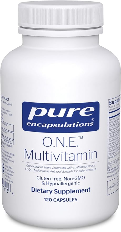 Pure Encapsulations O.N.E. Multivitamin - Once Daily Multivitamin with Antioxidant Complex Metafolin, CoQ10, and Lutein to Support Vision, Cognitive Function, and Cellular Health* - 120 Capsules