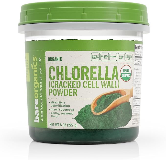 BareOrganics 12522 USDA Organic Chlorella Powder, Superfood Powder, Dietary Supplement, 8 Ounce