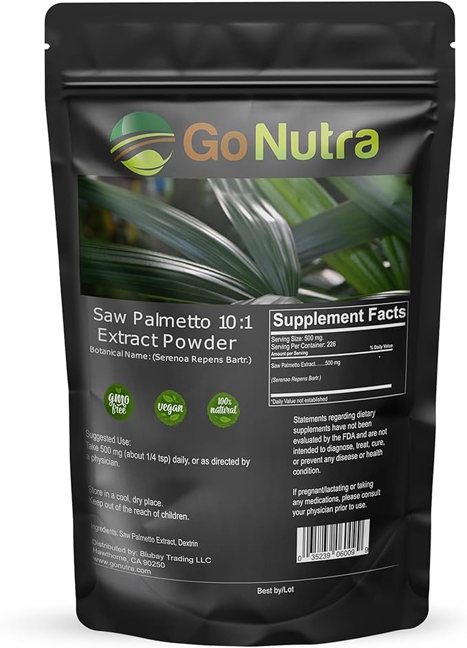 Go Nutra Saw Palmetto Extract Powder Potent 10:1 Strength | 4 oz. Saw Palmetto Supplement Saw Palmetto Powder