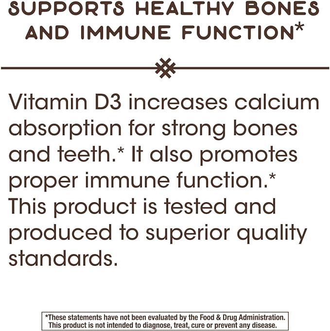 Nature's Way Vitamin D3 Extra Strength** - 50 mcg Cholecalciferol - Bone Health Supplement* - Immune Function Support* - Gluten Free - 240 Softgels