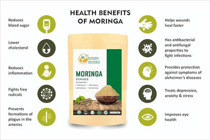 Moringa Powder Organic Leaves oleifera Pure Premium Indian Powder Natural Fresh Morning Drink Vitamins in Antioxidants and Immune Vitamin Superfoods 5.3oz Pack