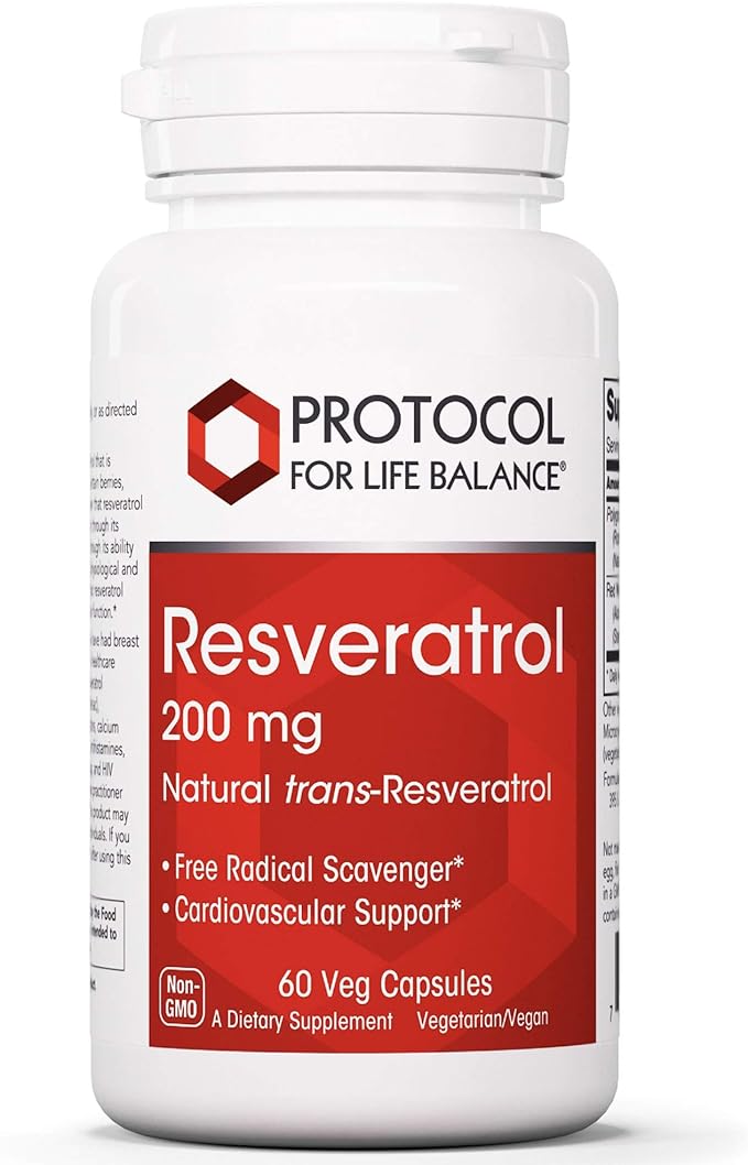 Protocol Resveratrol 200mg - Red Vine Extract and Japanese Knotweed - Heart Health - 60 Veg Caps