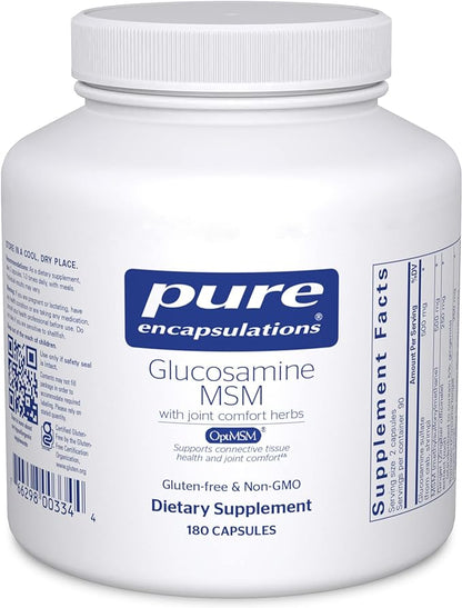 Pure Encapsulations Glucosamine MSM | Supplement for Joint Support, Mobility, Comfort, Cartilage Health, and Connective Tissue* | 180 Capsules