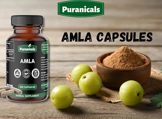 Amla Premium 320 Capsules Boosts Immunity & Great for Skin and Hair Health | Herbal Supplement | 900 mg Per Serving | Made with Herb Amalaki Powder