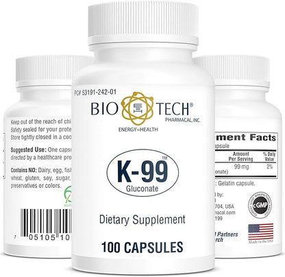 Bio-Tech Pharmacal Potassium Dietary Supplement (K-99 Gluconate, 100 Count)