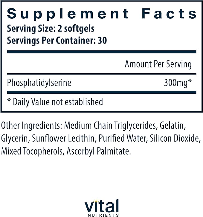 Vital Nutrients - Phosphatidylserine - Cognitive Support - 150 mg - 60 Softgels per Bottle