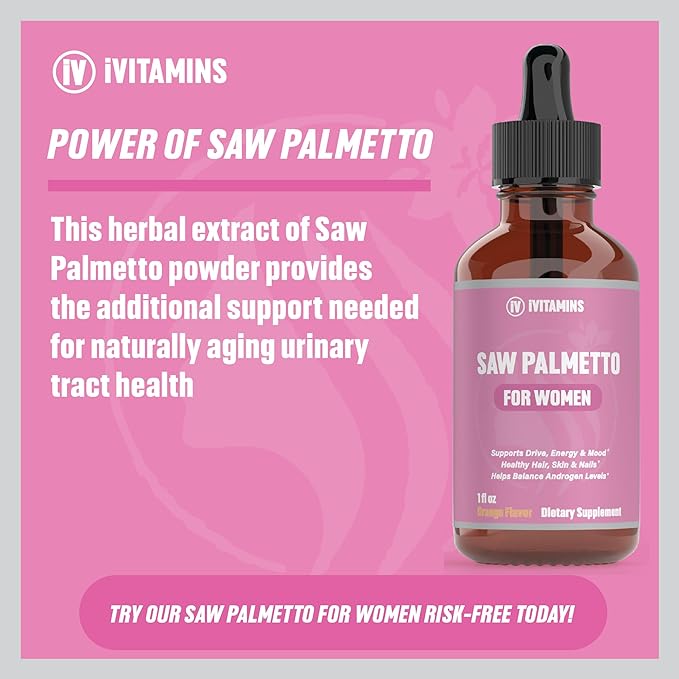 Saw Palmetto for Women | Helps to Reduce Hair Loss, Supports Healthy Hair, Skin, Nails, Energy, Mood & More | DHT Blocker for Women Hair Growth | Saw Palmetto for Women Hair Loss | 1 fl oz