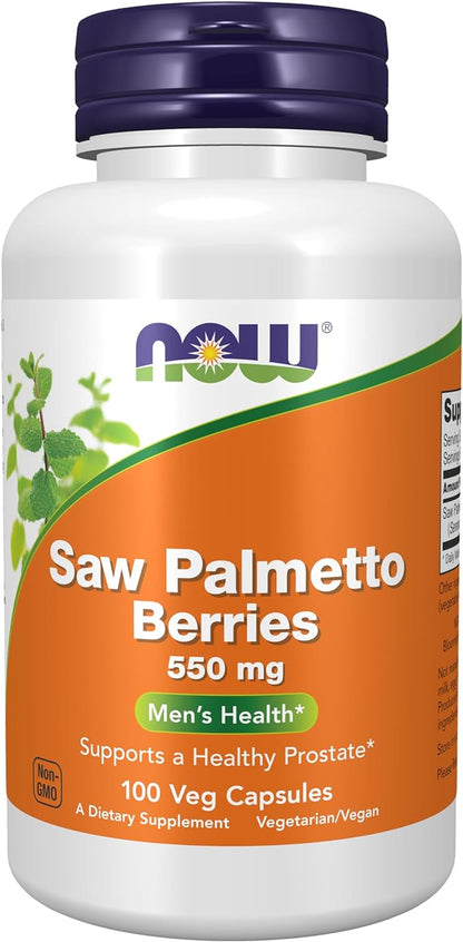 NOW Supplements, Saw Palmetto Berries (Serenoa repens) 550 mg, Men's Health*, 100 Veg Capsules