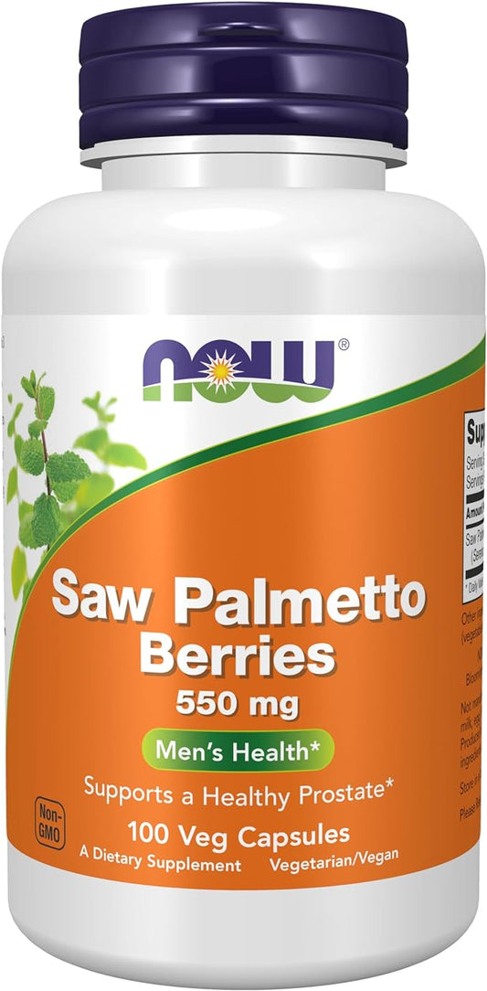 NOW Supplements, Saw Palmetto Berries (Serenoa repens) 550 mg, Men's Health*, 100 Veg Capsules