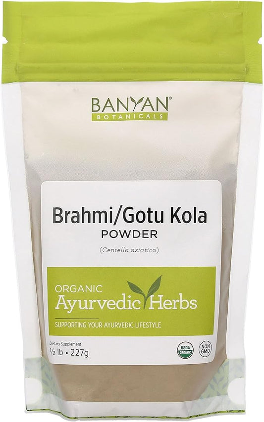 Banyan Botanicals Brahmi/Gotu Kola Powder – Organic Centella Asiatica ­­–Supports Focus, Concentration, Alertness, and a Balanced Sense of Calm* – ½ lb. – Non-GMO Sustainably Sourced Vegan