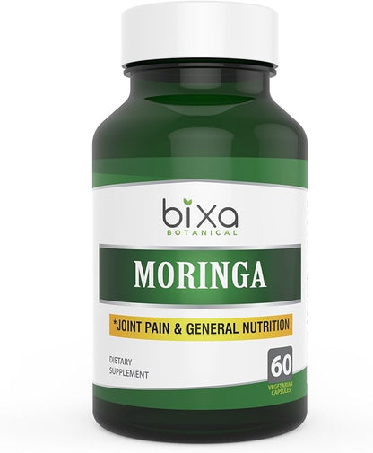 bixa BOTANICAL Moringa Extract 1% Alkaloids 60 Veg Capsules (450mg) | Multi-Vitamin and Nutritional Green Superfood Supplement ǀ Helps in Joint Pain and Blood Circulation ǀ