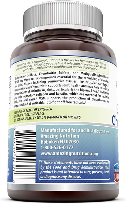 Amazing Formulas Glucosamine Chondroitin MSM 1850 mg Per Serving Capsules Supplement | Non-GMO | Gluten Free | Made in USA (240 Count | 2 Pack)