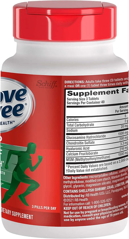 Move Free Advanced Glucosamine Chondroitin MSM Joint Support Supplement, Supports Mobility Comfort Strength Flexibility & Bone - 120 Count (Pack of 3)