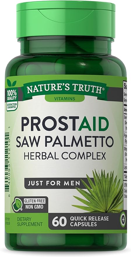 Nature's Truth Prostate Support Supplement | 60 Capsules | Saw Palmetto Herbal Complex | Non-GMO and Gluten Free Prostaid