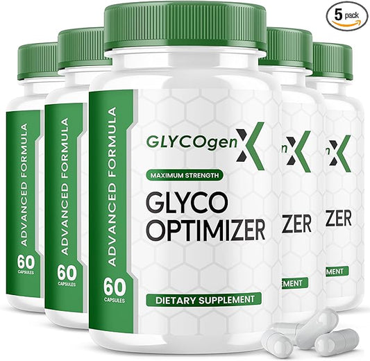 (5 Pack) Glyco Optimizer Glycogen X - Official Formula - GlycoOptimizer Advanced Formula Capsules with Chromium, Cinnamon Bark Glycogenx Supplement Glyco Optimizer Sugar Glycogen Plus (300 Capsules)