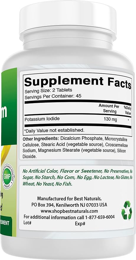 Best Naturals Potassium Iodide 130 mg per Serving - Dietary Supplement, 90 Tablets (2)